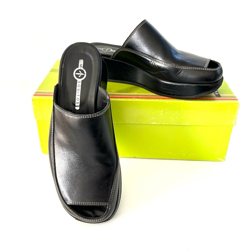 Mosquitos Black Leather Slide Sandals